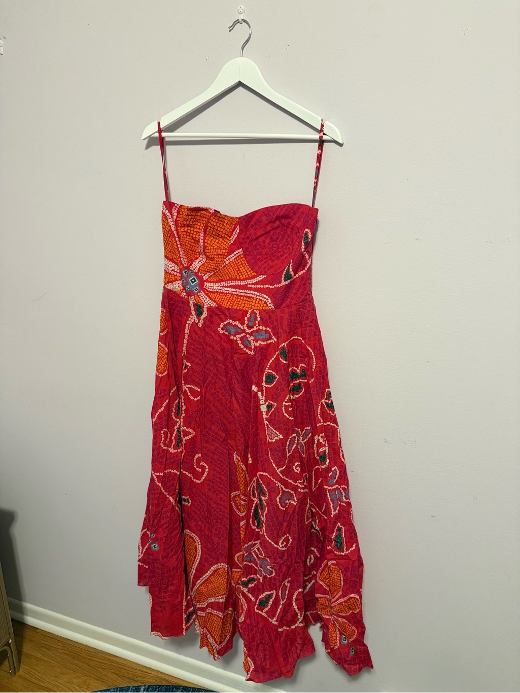 Strapless Pink Floral Print Midi Dress — image 3 of 5